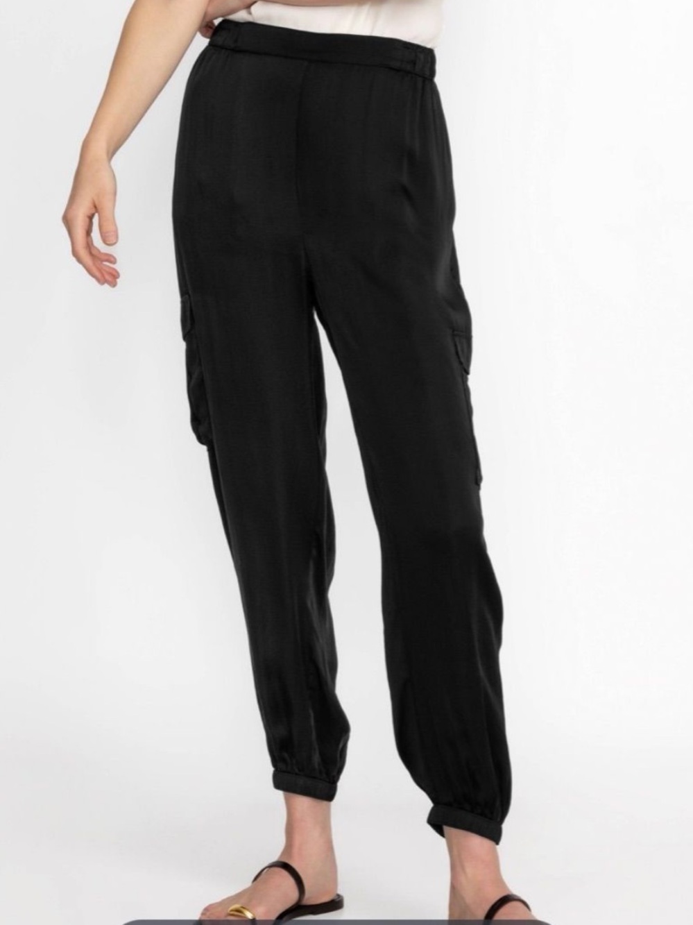 Johnny Was KHAY Black Viscose Cargo Jogger Pants